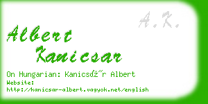 albert kanicsar business card